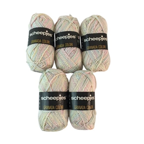 Scheepjes Granada Color 7476 Yarn Pastel Cotton 50g 5 Skeins Made in Holland - Picture 1 of 5